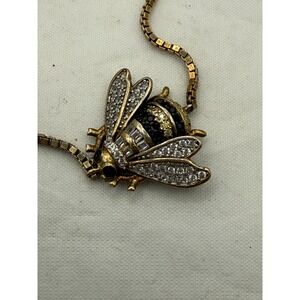 Sterling silver fzn 925 Gold Tone Bee Charm Bracelet Sparkling Crystal